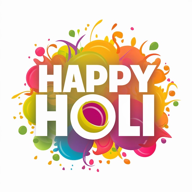 Illustration of Happy Holi in colorful text