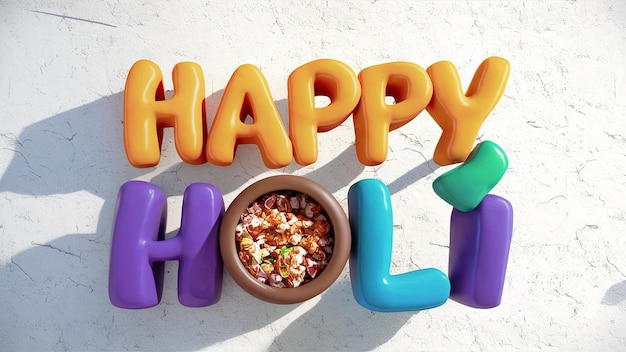 Illustration of Happy Holi in colorful text