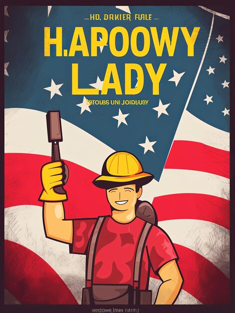 Photo illustration happy labor day in yellow