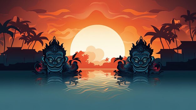 Photo illustration of a happy nyepi day ai generative