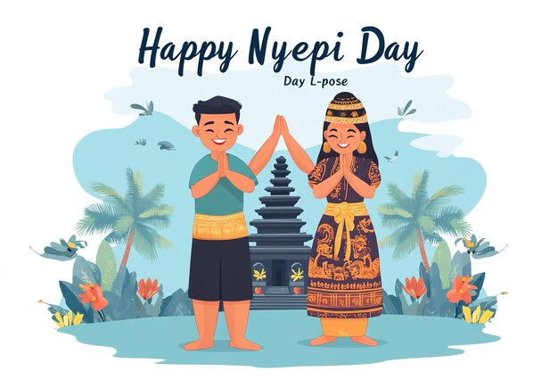 illustration of Happy Nyepi Day social media feed template