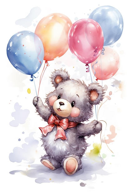 Illustration of a happy teddy bear