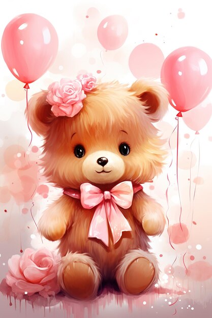 Illustration of a happy teddy bear