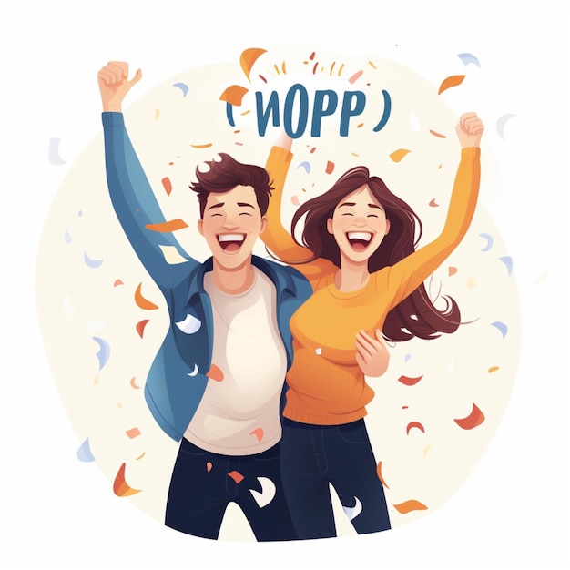 Illustration Happy Winning Congratulations