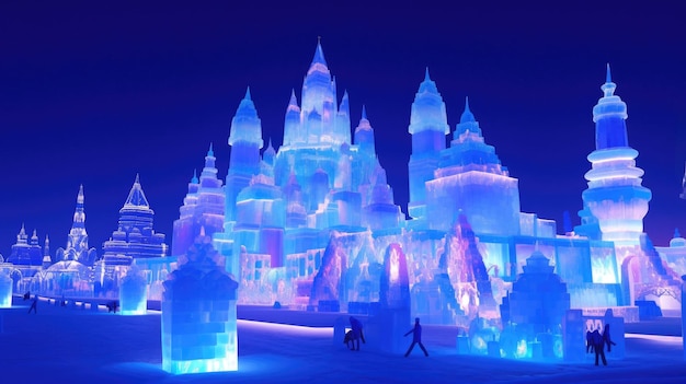 Фото Иллюстрация харбинский ледовый фестиваль синим цветом