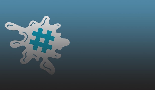 Foto un'illustrazione del simbolo hashtag isolato su uno sfondo blu