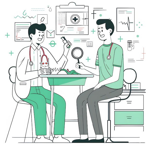 Photo an illustration of an health checkup with doctor