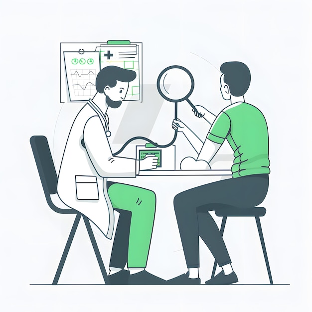 Photo an illustration of an health checkup with doctor