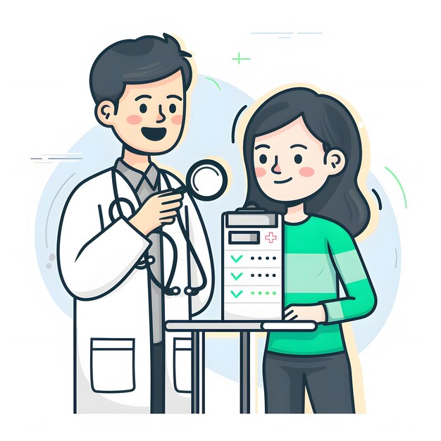 Photo an illustration of an health checkup with doctor