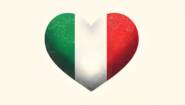 Photo illustration of a heart filled with the colors of the italian flag for republic day italy