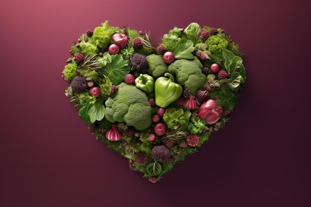 illustration of a heart made of different vegetables