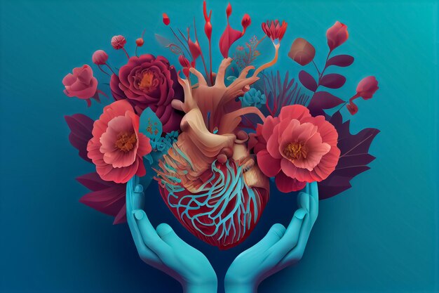 Illustration of heart spahe world health day and self care concept AI