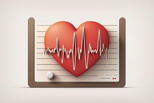 Illustration of heart with graph of heartbeat concept of health Generative AI