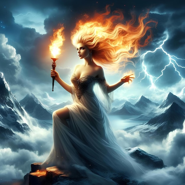 illustration of Hestia the goddess of fire in Greek mythology 1