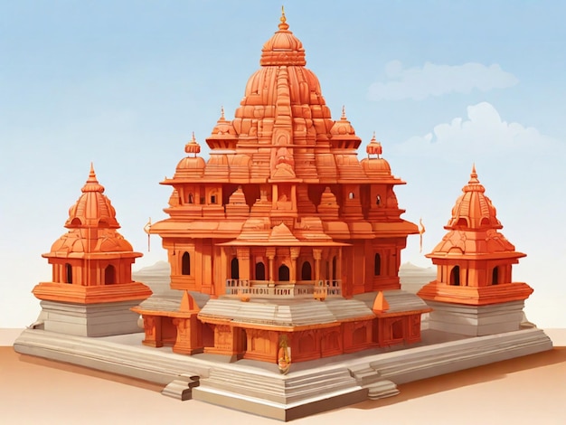 Illustration of hindu mandir shree ram temple