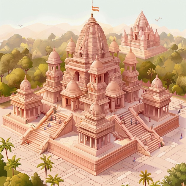 Photo illustration of hindu mandir shree ram temple