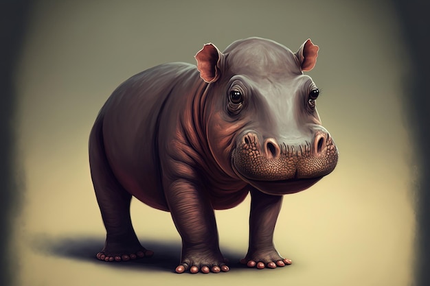 Illustration of a hippopotamus a lovely baby mammal