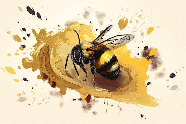 Illustration of a honey bee Generative AI