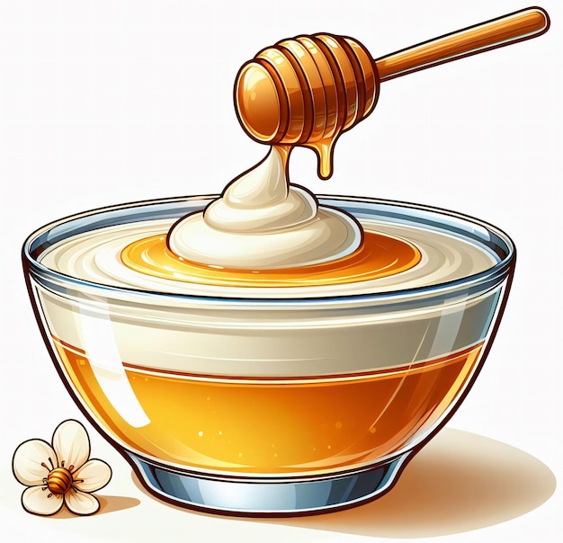 Illustration of honey yogurt clean simple