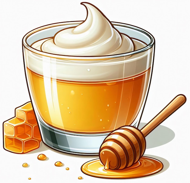 Illustration of honey yogurt clean simple