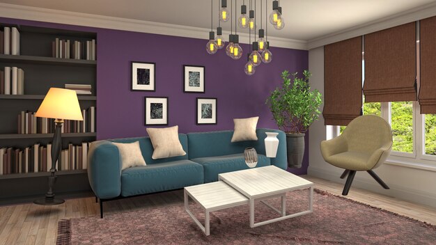 Illustration of hovering furniture in living room