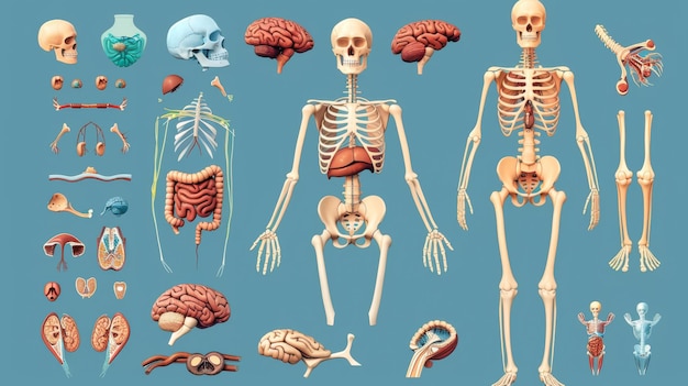 Photo illustration of the human body39s skeleton muscles circulatory system nervous system and digestive system