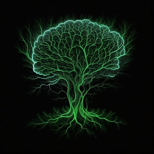 Premium AI Image | a illustration human brain like a tree with a green
