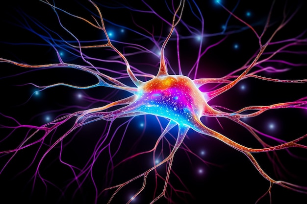 Illustration of human brain nerve tracts based on magnetic resonance imaging MRI data Generative AI