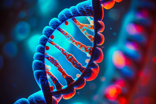 Illustration of the Human DNA helix structure in bodily fluid