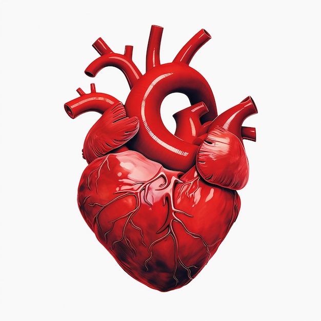 illustration of a human heart red strong colors