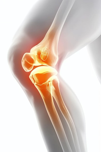 Photo illustration of human knee joint anatomy