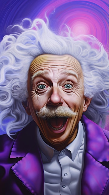 illustration of hyper realistic portrait of Albert Einstein with Gra