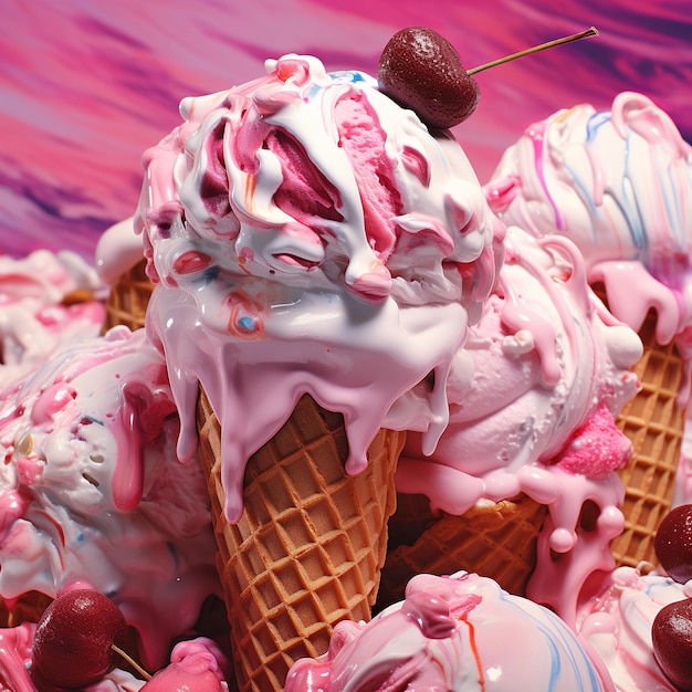 illustration of ice cream detail single color background