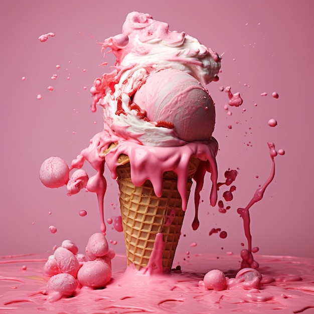 illustration of ice cream detail single color background