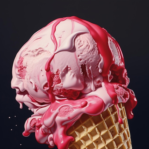illustration of ice cream detail single color background