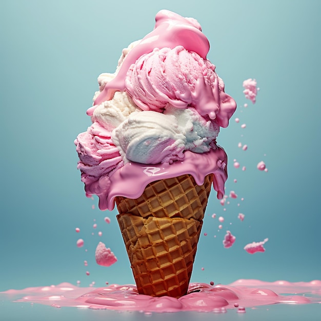 illustration of ice cream detail single color background