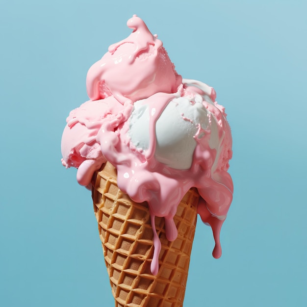 illustration of ice cream detail single color background
