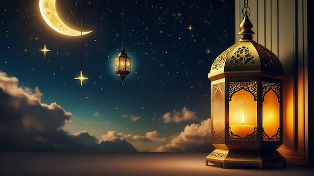 illustration of illuminated lamp on Ramadan Kareem Generous Ramadan background