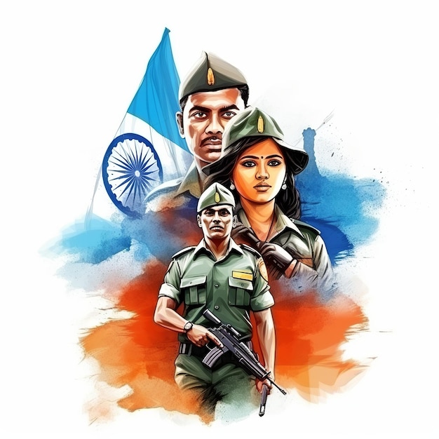 illustration of illustration of indian airforce day with indian flag