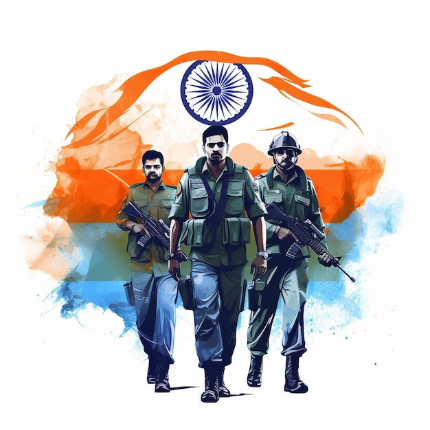 illustration of illustration of indian airforce day with indian flag