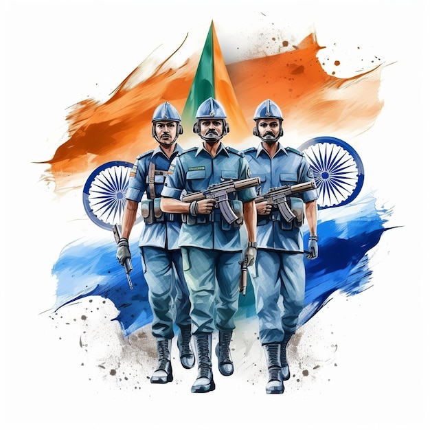 illustration of illustration of indian airforce day with indian flag