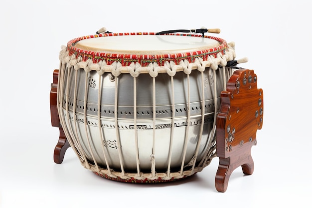 Photo illustration of illustration of nepalese traditional instrument dhol white background generative ai