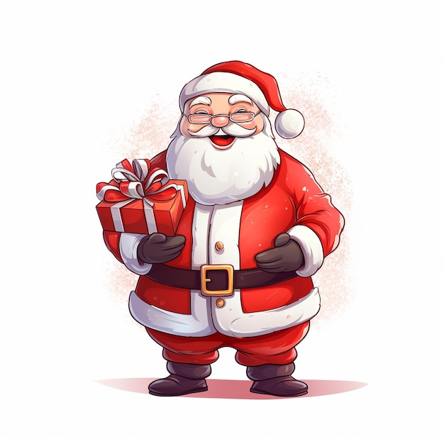 Foto illustrazione di illustrazione di babbo natale con confezione regalo cartone animato pix