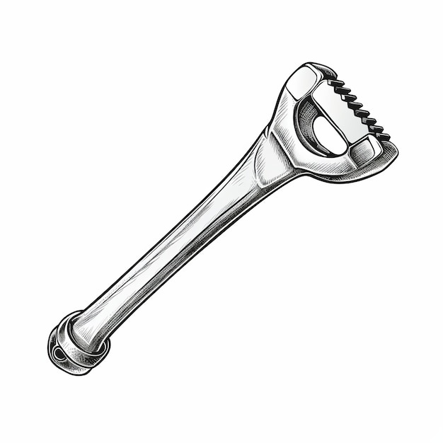 Photo illustration of illustration of wrench for fixing engines on white background