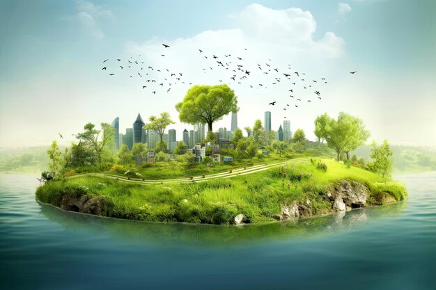 Illustration image nature and sustainability ecofriendly living and conservation concept art