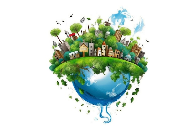 Illustration image Nature and Sustainability Ecofriendly Living and conservation Concept art