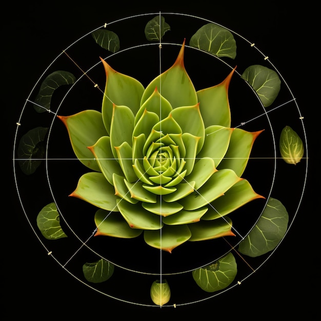 illustration of Image of plant flowering leaves showing Fibonacci