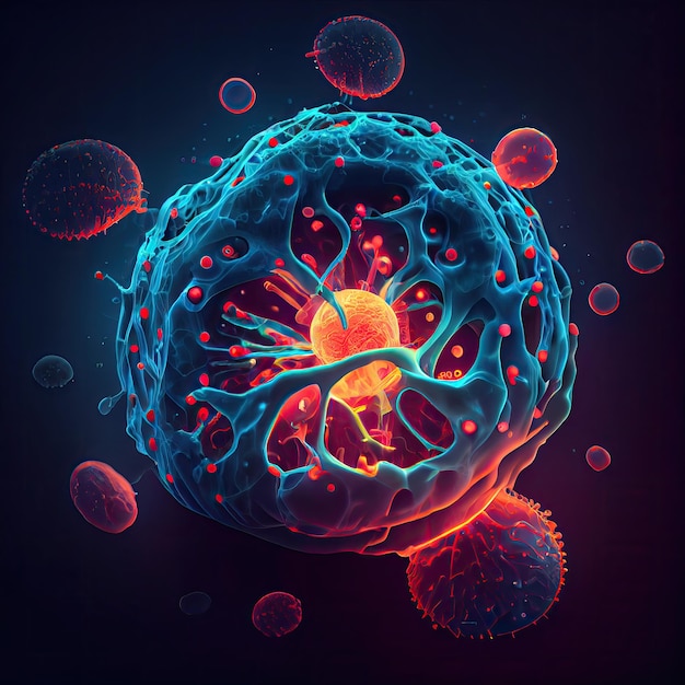 An illustration of an immune cell attacking a tumor