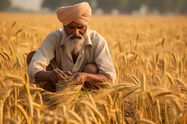 illustration of indian agriculture wheat field india Generative ai