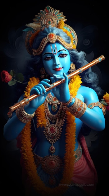 インドの神の羽根笛またはバンスリ Ai のイラストが生成されました